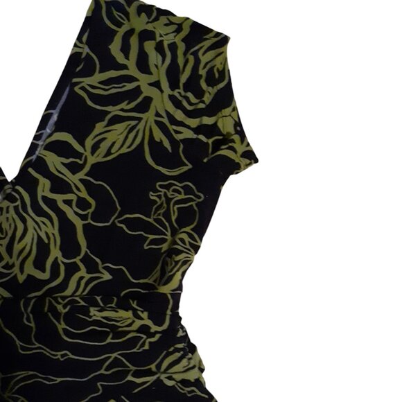 Signature By Robbie Bee Dress A-Line Flowy Floral Dress Black Green 1X - Picture 3 of 4